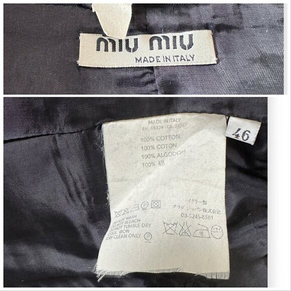 Miu Miu Navy Blue Cotton Blazer Jacket,‎ Size 46 Italy/US 10/M - Picture 3 of 16
